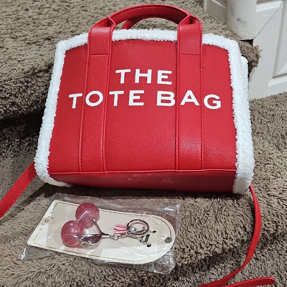 Chic Red Tote Bag with White Accents